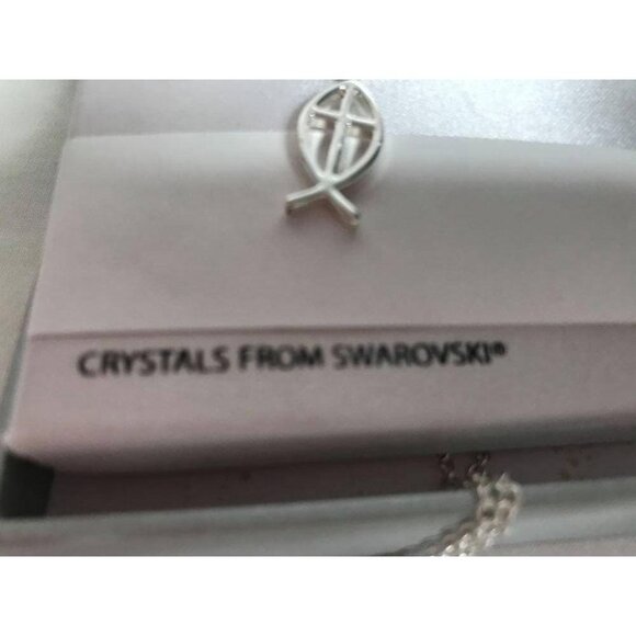 NIB Swarovski religious fish necklace earring set - Picture 2 of 4